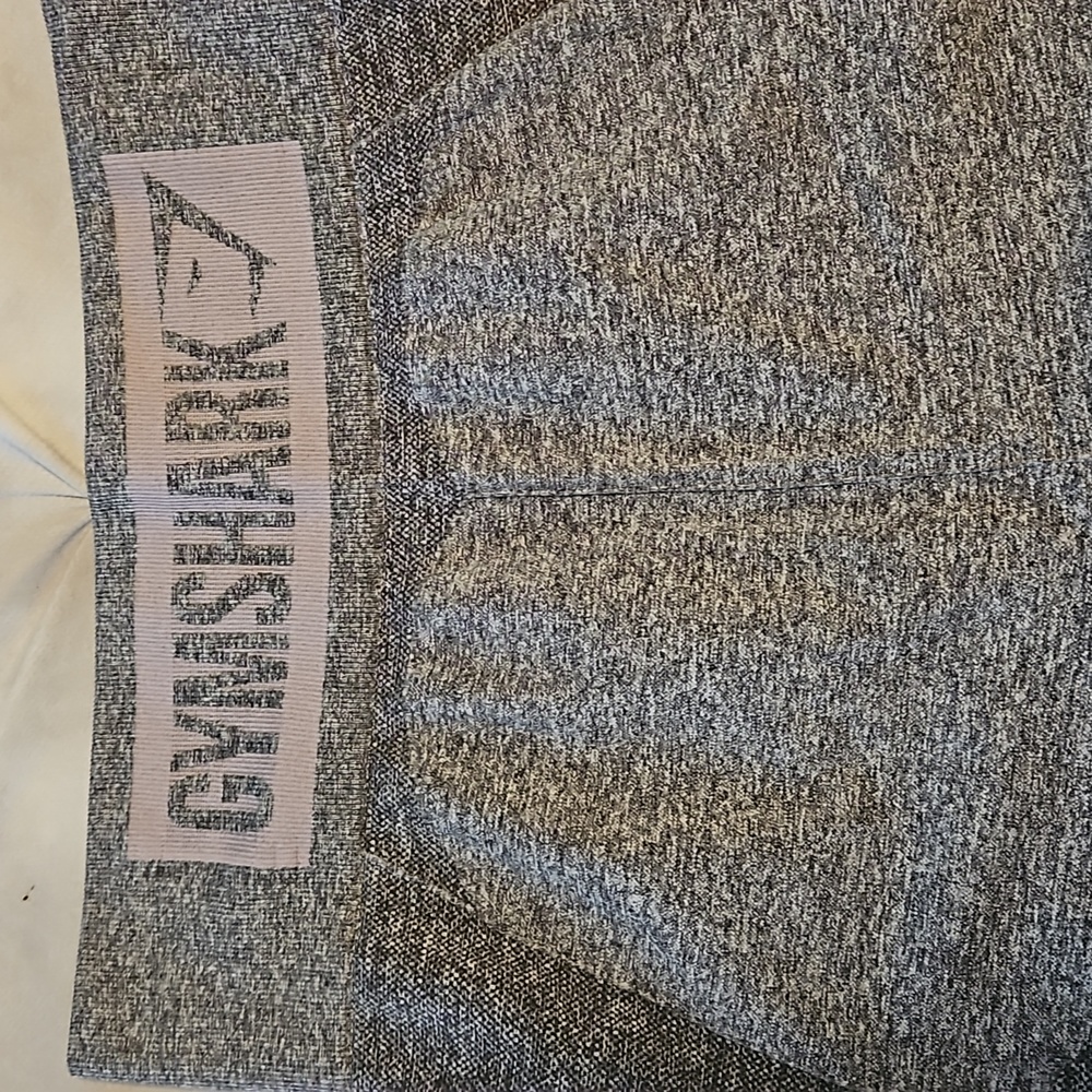 Gymshark Gray Marled High-Waist Leggings with Purple Logo Band